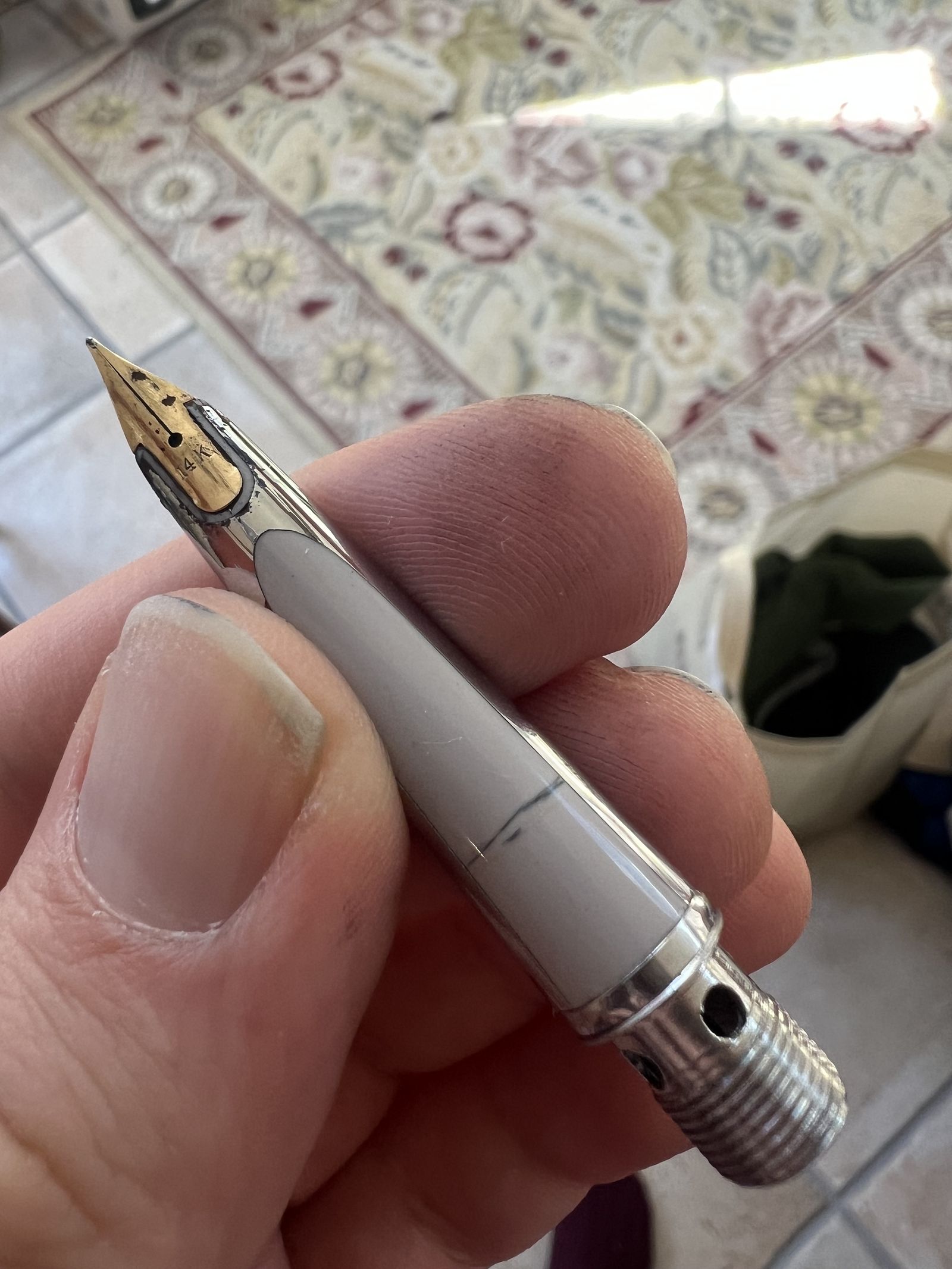 Waterman C/F — nib unit with exposed gold nib and section