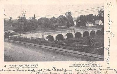 Edison Pennsylvania Bridge Point Doylestown Willow Grove Trolley PC AA100133