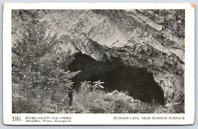 POSTCARD Bucks County PA  DURHAM CAVE NEAR FURNACE 180 ARNOLD August 24 1909
