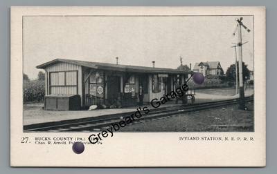 Railroad Train Station Depot IVYLAND PA Bucks County Pennsylvania Postcard