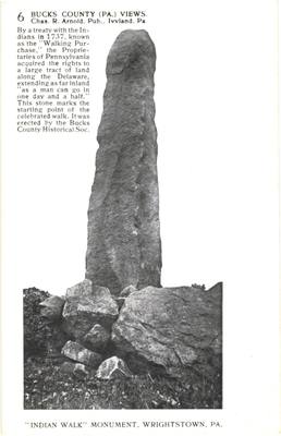 Wrightstown PA Indian Walk Monument Divided Back Postcard c1910 Bucks County