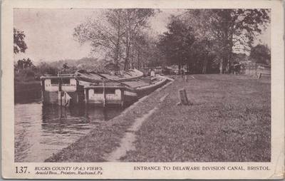 Postcard Arnold Bros #137 Entrance to Delaware Division Canal Bristol 