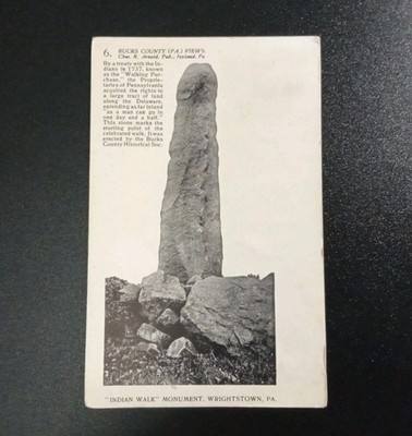 Arnold Bucks County Views Wrightstown PA Indian Walk Monument Postcard 1917