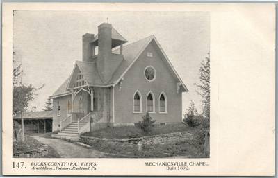BUCKS CO. PA ARNOLD BROS. MECHANICSVILLE CHAPEL ANTIQUE POSTCARD #147