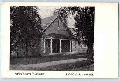 1940 Bucks County Pennsylvania Postcard View Richboro Methodist Episcopal Church