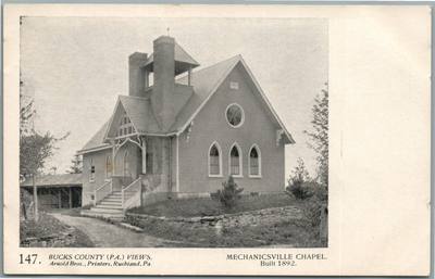 BUCKS CO. PA ARNOLD BROS. MECHANICSVILLE CHAPEL ANTIQUE POSTCARD #147