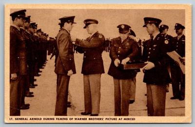 US Army Lt. General Arnold During Filming  Warner Brothers  Postcard