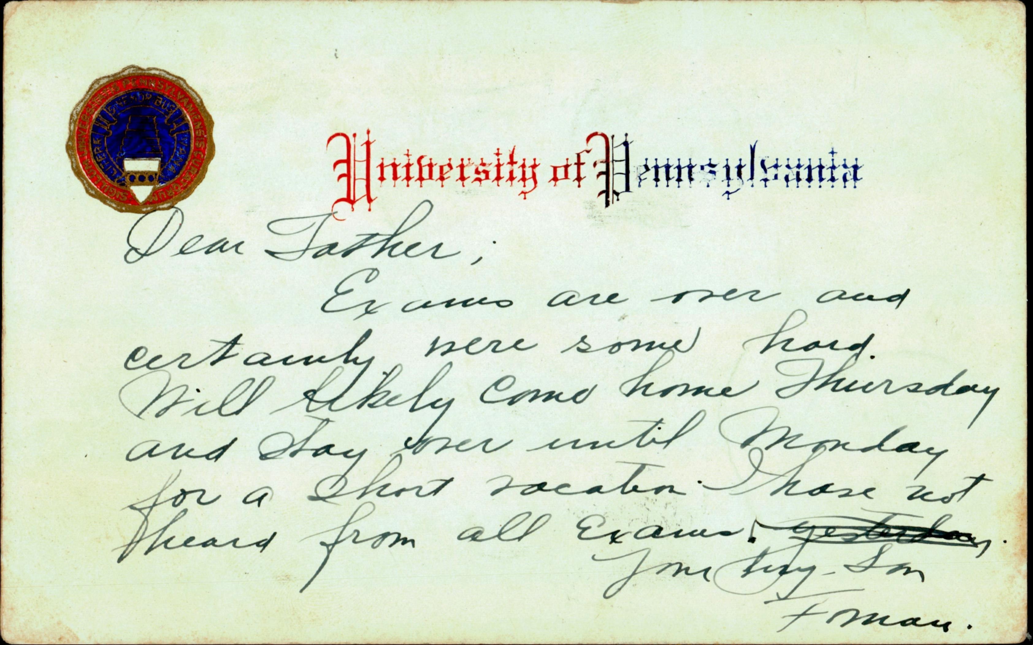 UPenn postcard, 1903