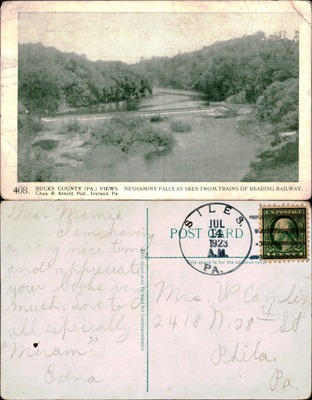Arnold Bros #408 — Neshaminy Falls as seen from Reading Railway, Bucks County, PA