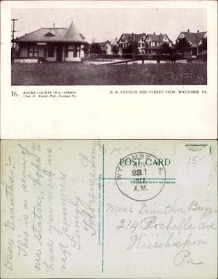 Arnold Bros #016 — Railroad Station and Street View, Wycombe, PA