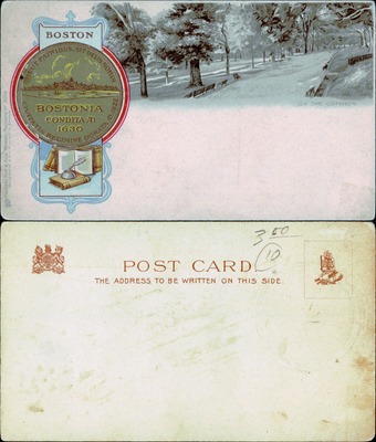 Boston city seal with scene on the Common