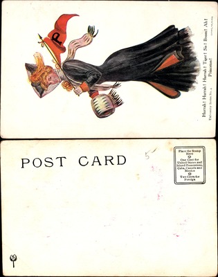 Princeton - Princeton woman in black dress with orange P pennant