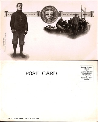 Harvard - Harvard Football Captain Hurley with Harvard Seal and Scrimmage Scene