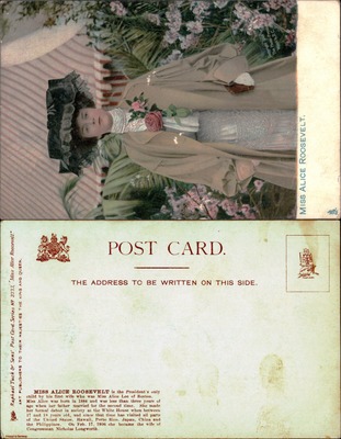 Portrait of Miss Alice Roosevelt in garden, Edwardian era