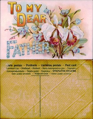 To My Dear Father floral greeting postcard
