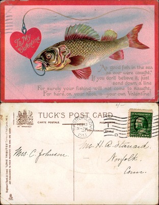 Fish on hook with heart, Valentine poem, Tuck Love Tributes