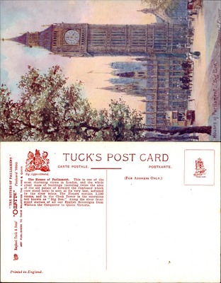 Houses of Parliament Big Ben London Tuck Oilette close view