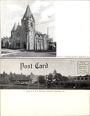 Trinity Lutheran Church and P&R Railway Station Perkasie Pennsylvania