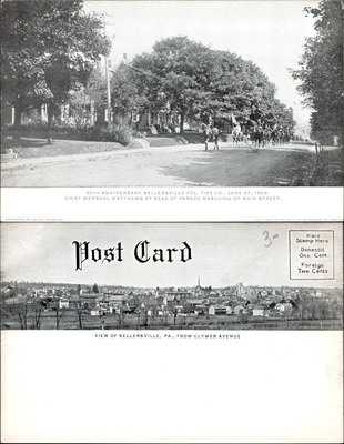 Sellersville PA Fire Company 20th anniversary parade and town panorama 1908
