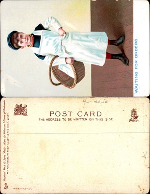 Child in White Smock with Basket, Waiting for Orders, Tuck