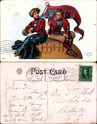 UPenn pennant card Christy couple on football