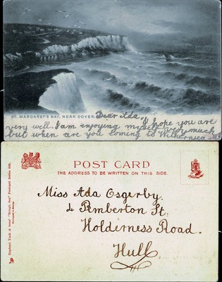 St. Margaret's Bay near Dover, rough sea cliffs