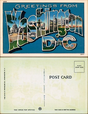 Greetings from Washington D.C. large letter linen postcard