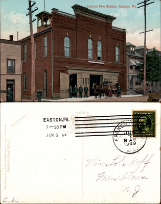 Central Fire Station with horse-drawn engine, Easton, Pennsylvania