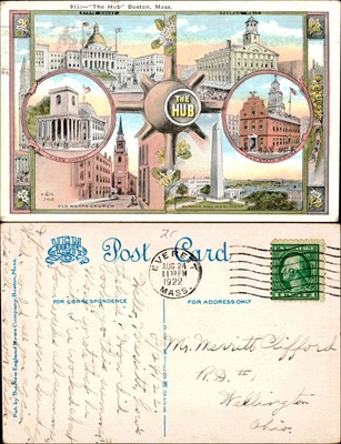 The Hub Boston Massachusetts multiview landmarks postcard