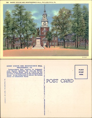 Barry Statue Independence Hall Philadelphia Pennsylvania linen