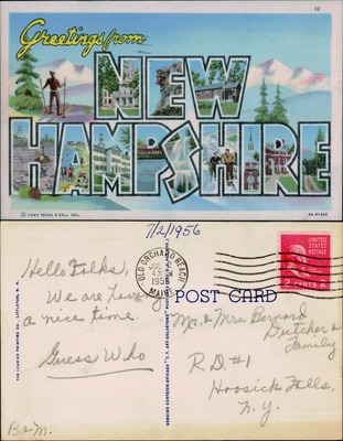 Greetings from New Hampshire large-letter linen
