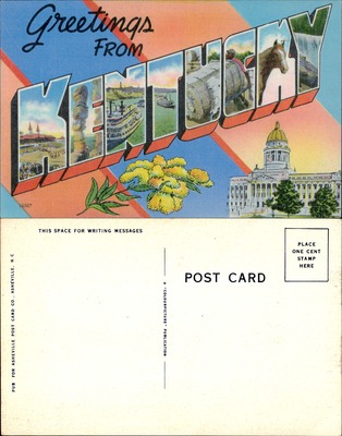 Greetings from Kentucky large-letter linen with goldenrod