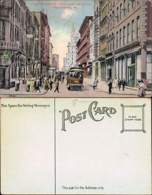 Chestnut Street West from 8th Street Philadelphia PA streetcar scene