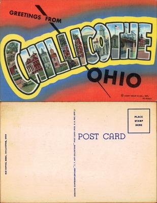 Greetings from Chillicothe, Ohio large-letter linen postcard
