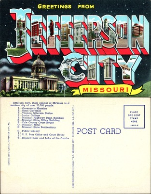 Greetings from Jefferson City, Missouri