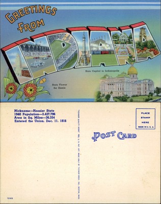 Greetings from Indiana — Large Letter Linen