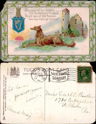 St. Patrick's Day — Irish Wolfhound with Castle Ruins