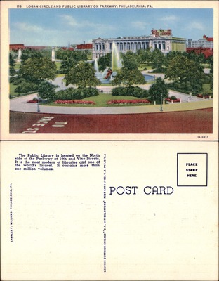 Logan Circle and Public Library on Parkway, Philadelphia, PA
