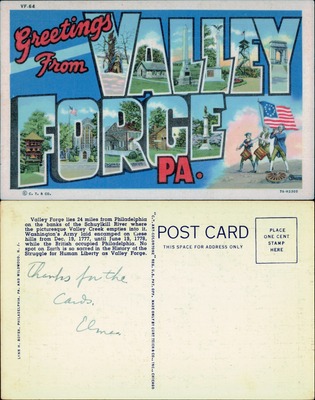 Greetings from Valley Forge, Pennsylvania