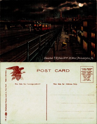 Elevated Railroad from 32nd Street at Night, West Philadelphia, PA