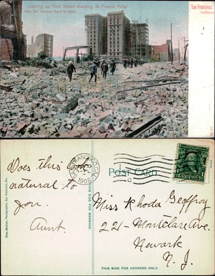 Post Street and St. Francis Hotel After 1906 Earthquake, San Francisco, CA