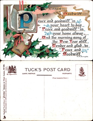 Peace and Goodwill, Tuck's Holiday Postcard