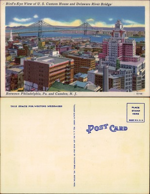 Bird's-Eye View of U.S. Custom House and Delaware River Bridge, Philadelphia