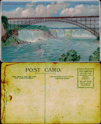 American & Horseshoe Falls, Suspension Bridge, Niagara Falls, N.Y.