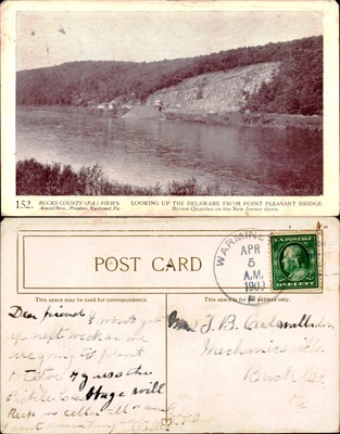 Arnold Bros #152 — Looking Up Delaware River from Point Pleasant Bridge, Bucks County, PA