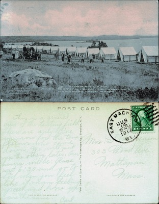 Tenting Field at Technology Maine camp along lake