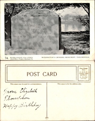 Arnold Bros #074 — Washington's Crossing Monument, Taylorsville Bucks County PA