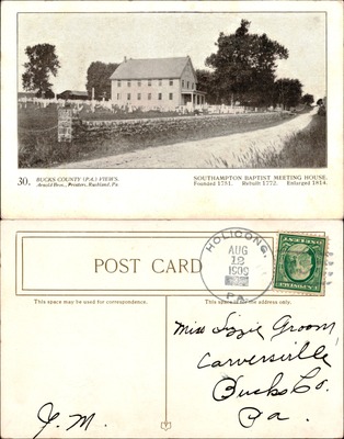 Arnold Bros #030 — Southampton Baptist Meeting House, founded 1751, Bucks County PA