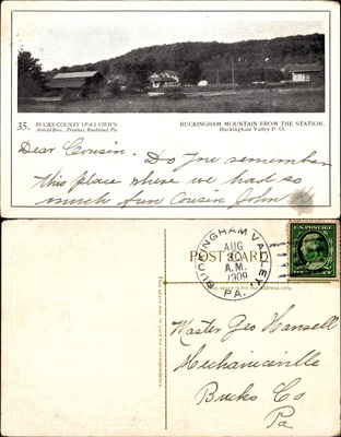 Arnold Bros #035 — Buckingham Mountain from the Station, Buckingham Valley, Bucks County PA