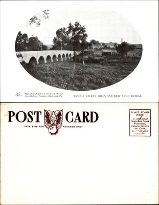 Arnold Bros #037 — Bridge Valley Mills and New Arch Bridge, Bucks County PA
